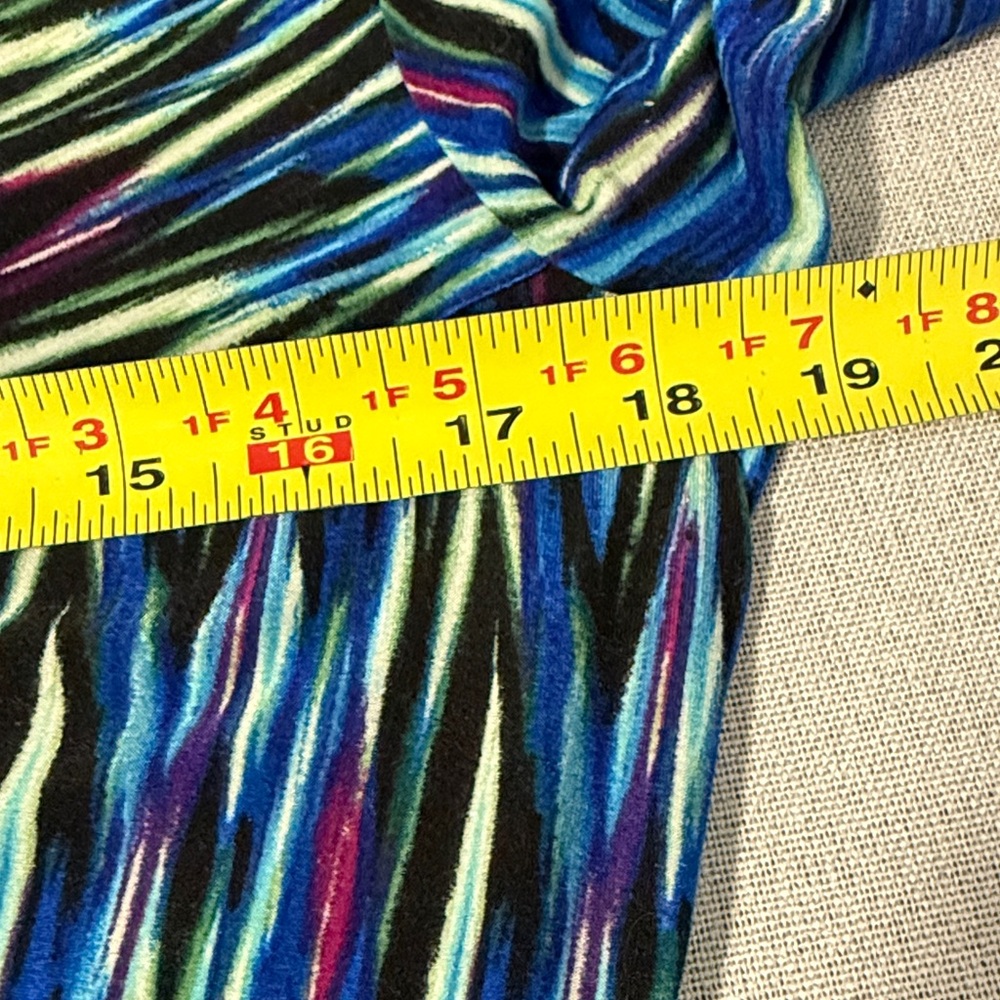Rafaella Twist-Front Blue Patterned Women's Top SZL - Picture 7 of 14